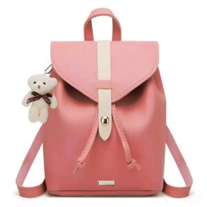 TYPIFY® PU Leather Teddy Keychain Women Backpack Girls Handbag